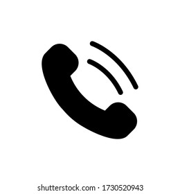 Vector Black Telephone Icon On White Background.