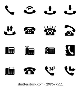 Vector black telephone icon set. 