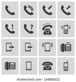 Vector black telephone icons set