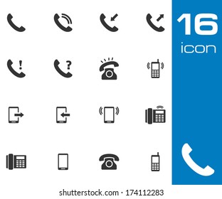 Vector black telephone icons set on white background