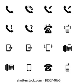 Vector black telephone icons set on white background