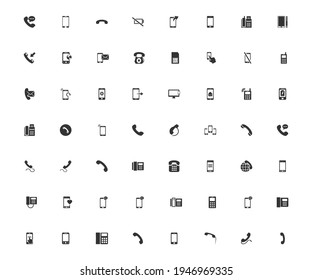 Conjunto de iconos de teléfono negro del vector