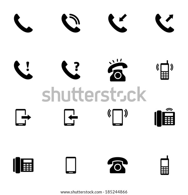 白い背景にベクター画像の黒い電話アイコン のベクター画像素材 ロイヤリティフリー