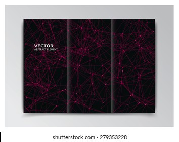 Vector black template of booklet with abstract pink elements