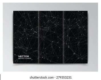 Vector black template of booklet with abstract white elements