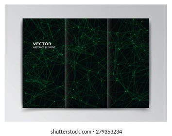 Vector black template of booklet with abstract green elements