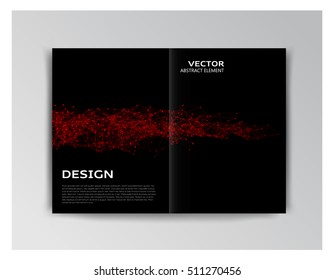 Vector black template of brochure with abstract elements