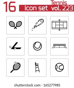 Vector black tennis icons set