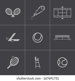 Vector black tennis icons set