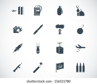 Vector Black  Terrorism Icons Set