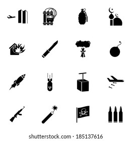 Vector black  terrorism icons set on white background