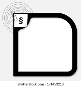 vector black text box with paragraph and paper clip