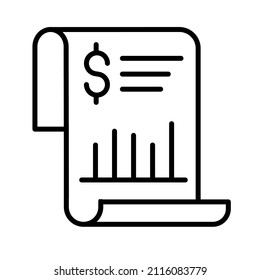 vector black thin line financial report icon