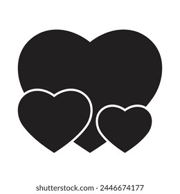 Vector Black Three Hearts Isolated
