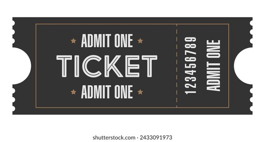 Vector black ticket. Isolated on a white background. Flat design.	
