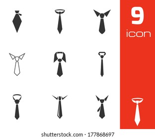 Vector black tie icons set on white background