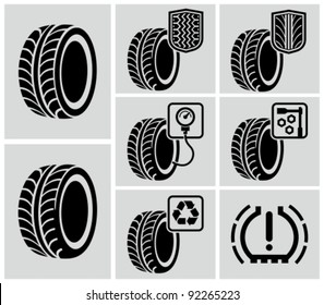 Vector black tire icons.