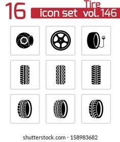 Vector black tire icons set