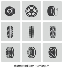 Vector black tire icons set