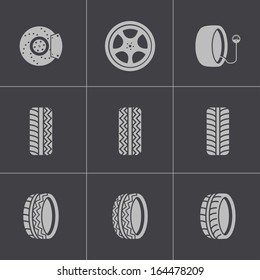 Vector black tire icons set