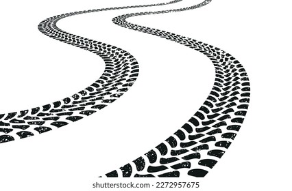 Vector Black Tire Tracks Background.