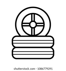 vector black tires icon on white background
