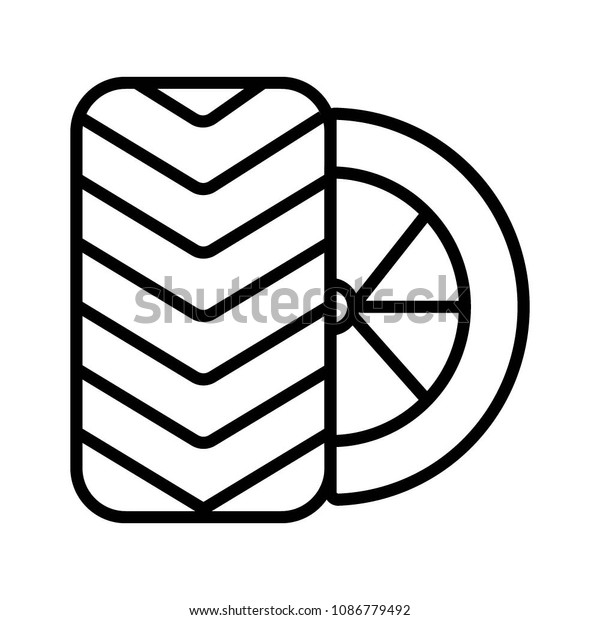 vector black tires
icon on white
background