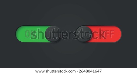 Vector Black Toggle Switch Set. Realistic Toggle Switch. On Off Button, Modern Toggle Switch for User Interface, App, Web, Settings, Technology. UI Element, Control Panel