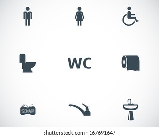 Vector black toilet icons set on white background