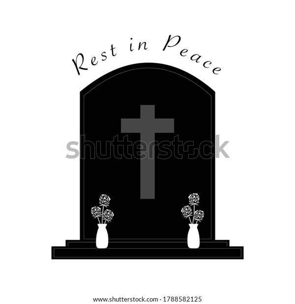 Vector Black Tombstone Christian Cross Flower Stock Vector (Royalty ...