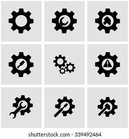 Vector black tools in gear icon set