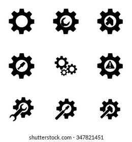 Vector black tools in gear icon set.