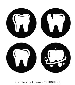 vector black Tooth icon on white background 