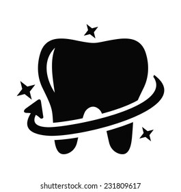 vector black Tooth icon on white background 