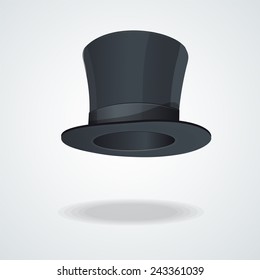 Vector Black top hat on white background.