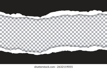 Vector Black Torn Paper On Transparent Background