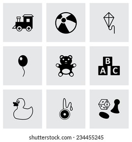Vector black toys icon set on grey background