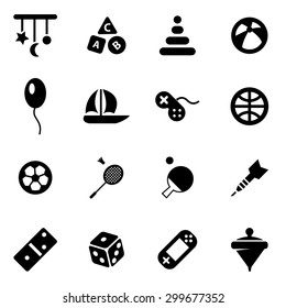 Vector black toys icon set. 