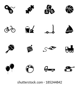 Vector black  toys  icons set on white background
