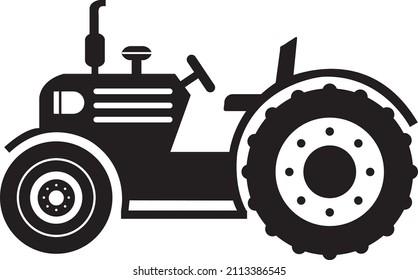 vector black Tractor icon on white background.eps