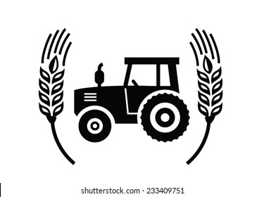 vector black Tractor icon on white background