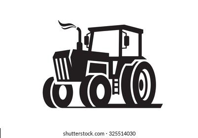 vector black Tractor icon on white background