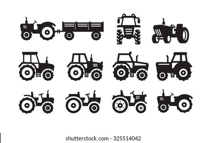 vector black Tractor icon on white background