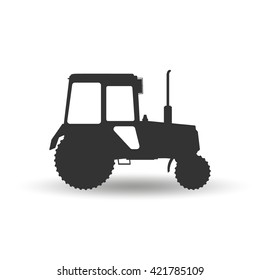 vector black Tractor icon on white background