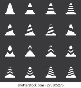 Vector black traffic cone icons set