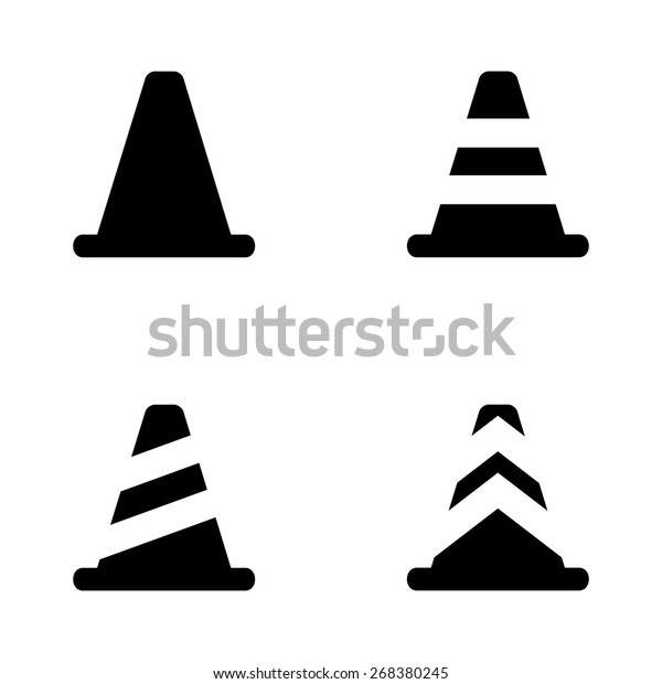 Vector Black Traffic Cone Icons Set Stock Vector Royalty Free 268380245 3273