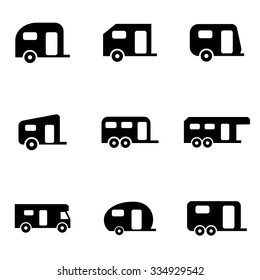 Vector black trailer icon set.