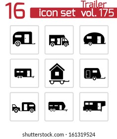 Vector black trailer icons set