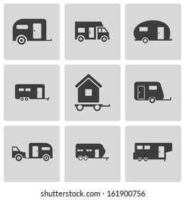 Vector black trailer icons set