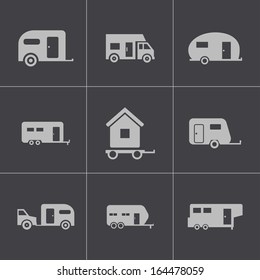 Vector black trailer icons set